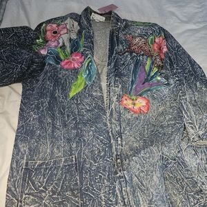 Floral Embroidered Denim Jacket Vintage (Purchaes From Feed Me Gems